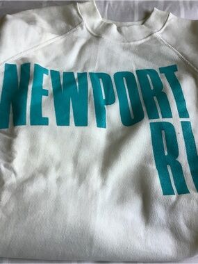 White Sweatshirt with Teal 'NEWPORT RI' Graphic XL